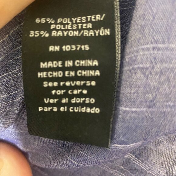 Zac & Rachel Button Down Tunic Top Womens Petite L Blue Ombre Blouse Long Sleeve - Picture 7 of 10